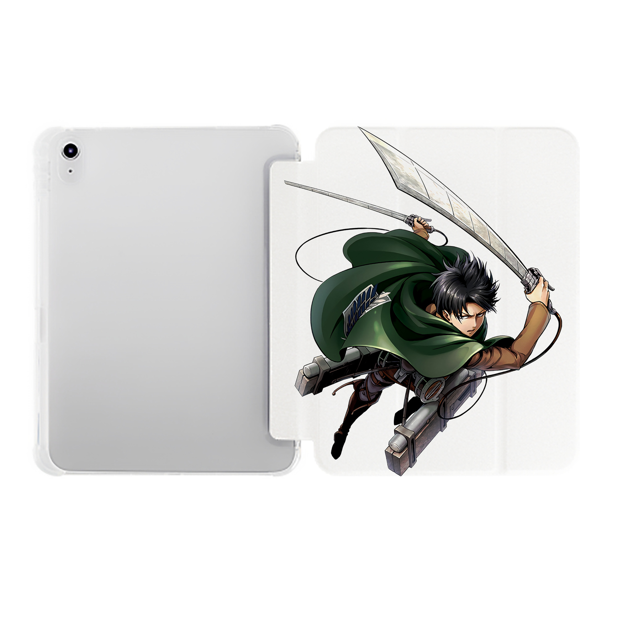 （画像用） 進撃の巨人 リヴァイ·アッカーマン Attack on Titan Levi Ackerman IPad ケース ペン収納付き 三つ折りスタンド PUレザー×シリコン 対応機種9.5/10.5/10.9インチ